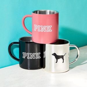Two PINK Stainless Steel Coffee Mugs